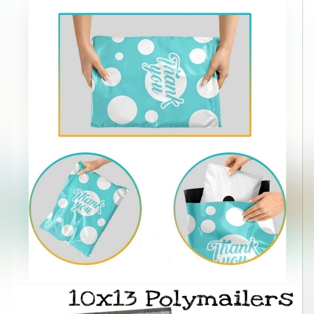 50 pack 10x13 Teal Thank you bubbles poly mailers. Self sealing. Waterproof